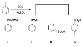 <strong>What is the major organic product obtained from the following reaction? </strong> A)I B)II C)III D)IV
