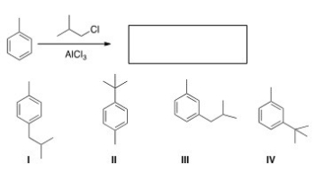 <strong>What is the major organic product obtained from the following reaction? </strong> A)I B)II C)III D)IV