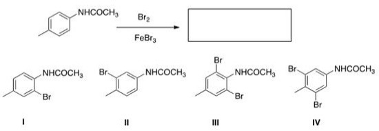 <strong>What is the major product of the following reaction? </strong> A)I B)II C)III D)IV