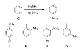<strong>In addition to the product shown,what other product is formed in the following reaction? </strong> A)I B)II C)III D)IV