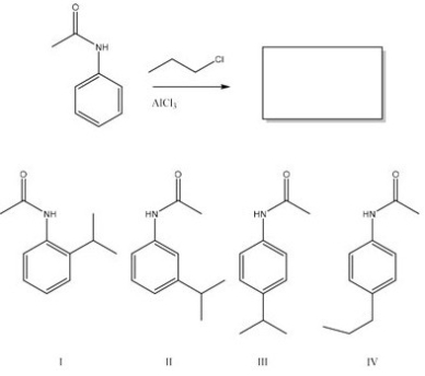 <strong>What is the major organic product of the following reaction? </strong> A)I B)II C)III D)IV