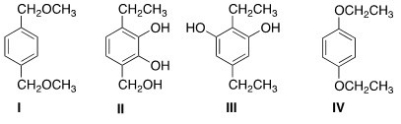 What is the structure of a compound of molecular formula C<sub>10</sub>H<sub>14</sub>O<sub>2</sub> that shows a strong IR absorption at 3150 ¾2850 cm<sup>-1</sup> and gives the following <sup>1</sup>H NMR absorptions: 1.4 (triplet,6H); 4.0 (quartet,4H); and 6.8 (singlet,4H)ppm?