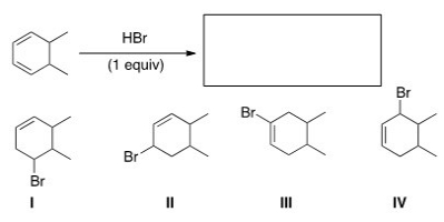 <strong>What is (are)the major product(s)of the following reaction? </strong> A)Only I B)Only II and IV C)Only I and III D)Only I,II,and III