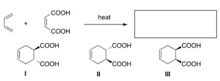 <strong>What is the major organic product of the following reaction? </strong> A)Only I B)Only II C)Only III D)Only I and II
