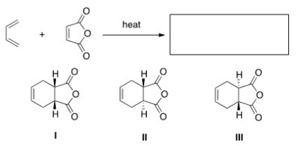 <strong>What is the major organic product of the following reaction? </strong> A)Only I B)Only I and II C)Only II and III D)I,II,and III