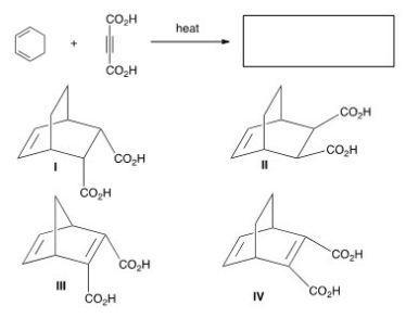 <strong>What is the major organic product of the following reaction? </strong> A)I B)II C)III D)IV