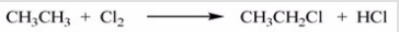 A possible reaction of ethane with chlorine is shown below.   This reaction could conceivably occur by the following chain mechanisms [1],[2],and [3].Determine DH for step [2].   Bond dissociation energies (kcal/mol):  