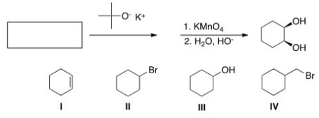 <strong>What is the starting material in the following sequence of reactions? </strong> A)I B)II C)III D)IV