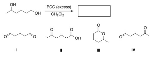 <strong>Determine the product of the following reaction. </strong> A)I B)II C)III D)IV