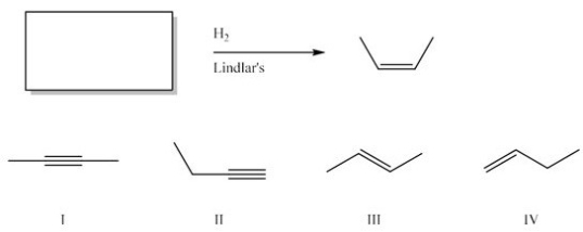 <strong>What is the starting material in the following reaction? </strong> A)I B)II C)III D)IV