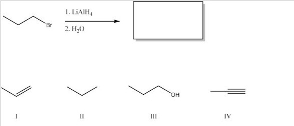 <strong>What is the major product of the following reaction? </strong> A)I B)II C)III D)IV