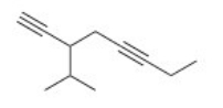 <strong>Give the IUPAC name for the following compound.  </strong> A)3-sec-Butyl-1,4-octadiyne B)3-Isopropyl-1,5-octadiyne C)3-Isopropyl-1,5-nonadiyne D)3-sec-Butyl-1,4-nonadiyne <div style=padding-top: 35px> 