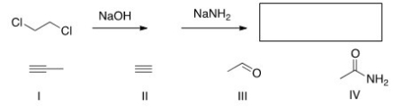 <strong>What is the product of the following sequence of reactions?  </strong> A)I B)II C)III D)IV <div style=padding-top: 35px> 