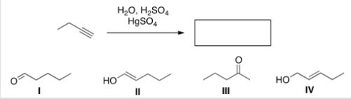 <strong>What is the major organic product of the following reaction?  </strong> A)I B)II C)III D)IV <div style=padding-top: 35px> 