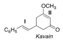 <strong>Label each C-C double bond in Kavain,a naturally occurring relaxant,as E or Z.  </strong> A)I = Z and II = Z B)I = Z and II = E C)I = E and II = E D)I = E and II = Z <div style=padding-top: 35px> 