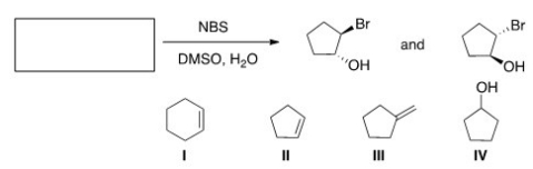 <strong>What is the starting material in the following reaction?  </strong> A)I B)II C)III D)IV <div style=padding-top: 35px> 