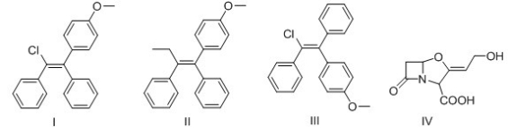 <strong>Which of the following alkenes is an E alkene?  </strong> A)I B)II C)III D)IV <div style=padding-top: 35px> 