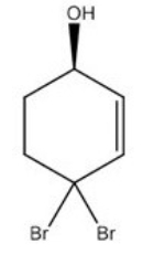 <strong>What is the IUPAC name of the following compound?  </strong> A)R-4,4-dibromo-2-cyclohexen-1-ol B)S-4,4-dibromo-2-cyclohexen-1-ol C)R-4,4-dibromo-5-cyclohexen-1-ol D)S-4,4-dibromo-5-cyclohexen-1-ol <div style=padding-top: 35px> 