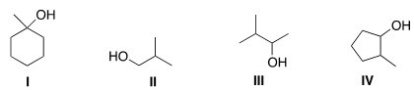 <strong>Which of the following compounds is (are)secondary alcohols? </strong> A)Only I B)Only II C)Only II and III D)Only III and IV