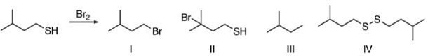 <strong>What is the major organic product of the following reaction? </strong> A)I B)II C)III D)IV
