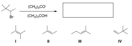 <strong>What is the major product of the following reaction? </strong> A)I B)II C)III D)IV