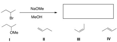 Which of the following is the major elimination product of the following reaction?