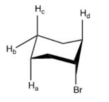 Which of the labeled protons in the compound below is most readily abstracted under E2 conditions?