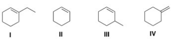 <strong>Which of the following alkenes is the most stable? </strong> A)I B)II C)III D)IV