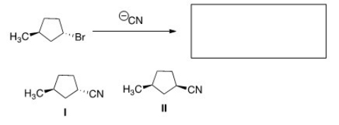 <strong>What is the product of the nucleophilic substitution reaction shown below? </strong> A)Only I B)Only II C)I and II D)None