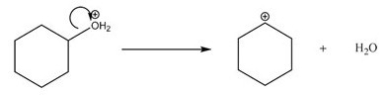 What type of bond cleavage takes place in/what type of intermediate is produced in the following reaction?