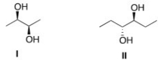 <strong>Which of the following compounds are meso? </strong> A)Only I B)Only II C)I and II D)Neither