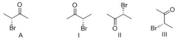 <strong>Which of the following compounds is identical to compound A? </strong> A)I and II B)II and III C)I and III D)II