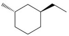 <strong>Give the IUPAC name for the following compound: </strong> A)(1R,3R)-1-ethyl-3-methylcyclohexane B)(1R,3S)-1-ethyl-3-methylcyclohexane C)(1S,3R)-1-ethyl-3-methylcyclohexane D)(1S,3S)-1-ethyl-3-methylcyclohexane