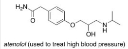 <strong>Consider the molecule atenolol (a β blocker used to treat hypertension).Which of the following lists the correct functional groups present in atenolol? </strong> A)Primary alcohol,amide,primary amine,aromatic,ether B)Secondary alcohol,amide,secondary amine,aromatic,ether C)Secondary alcohol,amide,primary amine,aromatic,ether D)Secondary alcohol,amide,secondary amine,aromatic,ester