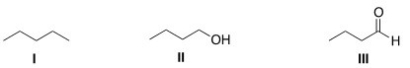 Rank the following compounds in order of increasing strength of intermolecular forces,putting the molecule with the weakest intermolecular force first.