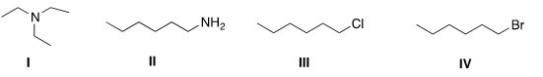 <strong>Which of the following compounds has the highest boiling point? </strong> A)I B)II C)III D)IV