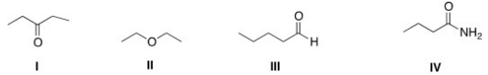 <strong>Which of the following compounds has the highest boiling point? </strong> A)I B)II C)III D)IV