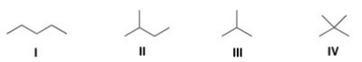 <strong>Which of the following alkanes is expected to have the highest melting point? </strong> A)I B)II C)III D)IV