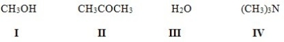 <strong>Which of the following compounds is both a Brønsted-Lowry acid and base? </strong> A)I,II B)I,III C)II,IV D)I,IV