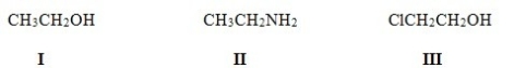<strong>Rank the following compounds in order of decreasing acidity,putting the most acidic first. </strong> A)I > II > III B)III > II > I C)II > III > I D)III > I > II