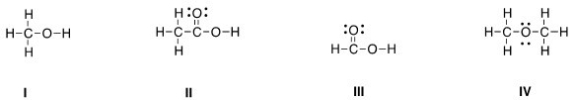 <strong>Which of the following Lewis structures is correct? </strong> A)I B)II C)III D)IV