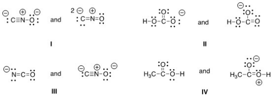 <strong>Which of the following pair does not represent resonance structures? </strong> A)I B)II C)III D)IV