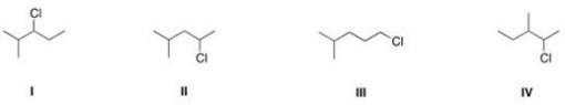 Which of the following is the appropriate conversion of (CH<sub>3</sub>)<sub>2</sub>CHCH<sub>2</sub>CHClCH<sub>3</sub> to a skeletal structure?