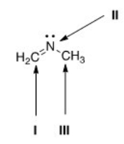<strong>What is the hybridization for each of the indicated atoms in the following compound? </strong> A)I = sp<sup>2</sup>; II = sp<sup>2</sup>; III = sp<sup>2</sup>. B)I = sp<sup>2</sup>; II = sp<sup>3</sup>; III = sp<sup>3</sup>. C)I = sp; II = sp<sup>2</sup>; III = sp<sup>3</sup>. D)I = sp<sup>2</sup>; II = sp<sup>2</sup>; III = sp<sup>3</sup>.