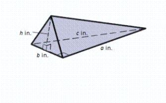 <strong>Find the volume of the solid correct to the nearest unit. a = 4, b = 15, c = 15.524175, h = 6. </strong> A) 180 in <sup>3</sup> B) 360 in <sup>3</sup> C) 60 in <sup>3</sup> D) 233 in <sup>3</sup> E) 62 in <sup>3</sup>