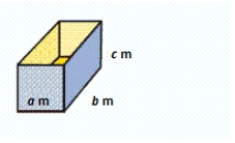 Find the outside surface area, when a = 1, b = 4, c = 1. __________ m<sup>2</sup>