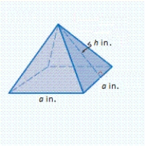Find the outside surface area, when a = 4, h = 6. __________ in<sup>2</sup>