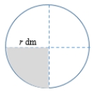 Find the area of the shaded region. (Assume that given measurements are exact, and round approximate answers to the nearest tenth of a square unit.) __________ dm<sup>2</sup>