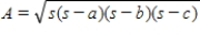 If the lengths of three sides of a triangle are known, then the following formula, known as Hero's (or Heron's) formula is sometimes used: where a, b, and c are the given lengths of the sides, and . Use this formula to find the area of a triangle with the lengths given below (correct to the nearest square foot). , , and __________ ft<sup>2</sup>