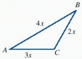 <strong>The perimeter of is 108 in. Find the lengths of the sides. </strong> A) 24 in., 36 in., 96 in. B) 24 in., 36 in., 48 in. C) 26 in., 39 in., 48 in. D) 24 in., 36 in., 60 in. E) 26 in., 39 in., 52 in.